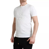 White Logo Embossed Crew Neck Short Sleeves T-shirt