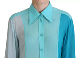 Blue Collar Long Sleeve Blouse Silk Top