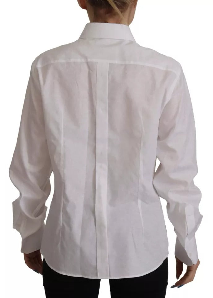 White Cotton Collared Formal Dress Shirt Top