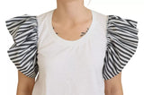 White Striped Short Sleeves Pullover Top