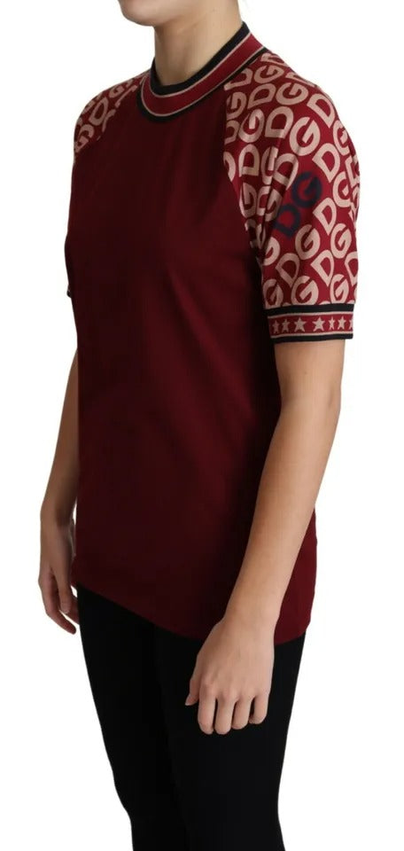 Maroon DG Mania Print Crew Neck T-shirt Top