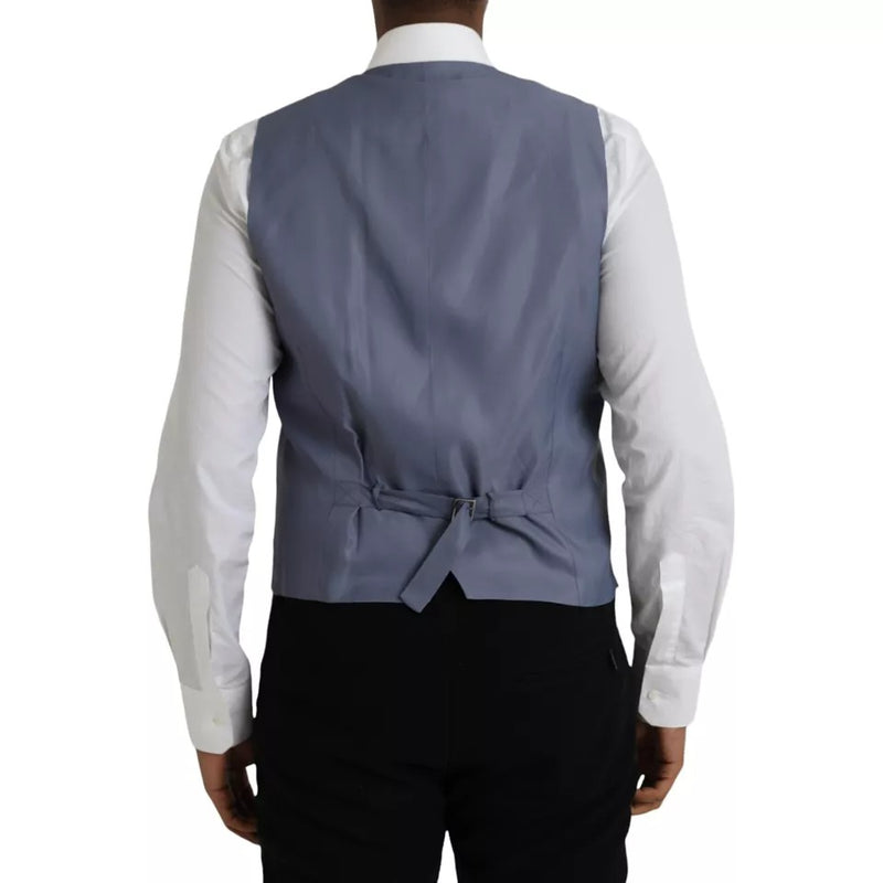 Light Blue Wool Formal Dress Waistcoat Vest