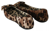 Brown Leopard Silk Ballerina Flats Shoes