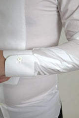 White Bib Cotton Poplin Men Formal GOLD Shirt