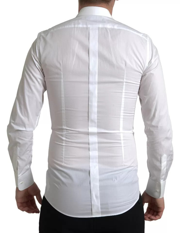 White Bib Cotton Poplin Men Formal GOLD Shirt