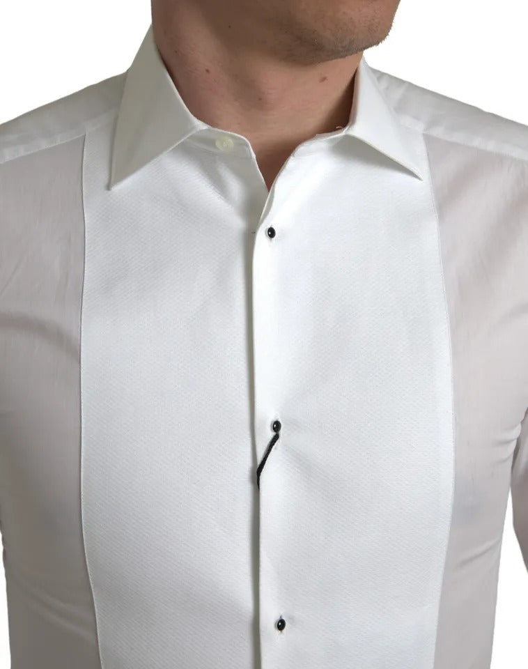 White Bib Cotton Poplin Men Formal GOLD Shirt