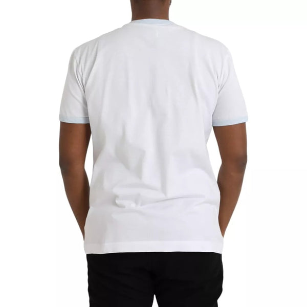 White Cotton Round Neck Short Sleeve T-shirt