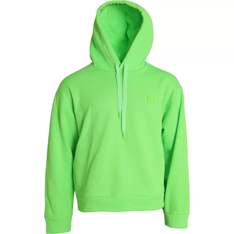 Neon Green Logo Pullover Hooded Sweatshirt Sweater