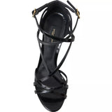 Black Bellucci Leather Heels Sandals Shoes