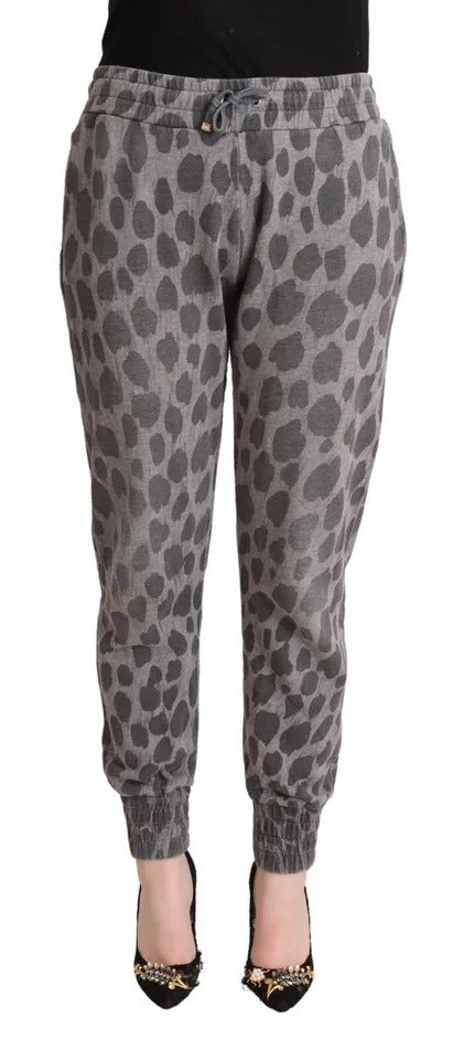 Gray Leopard Print Sweatpants Jogger Pants