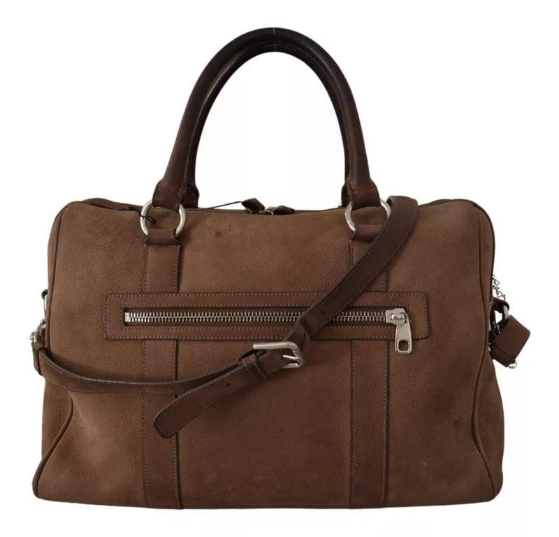 Brown Leather Shoulder Strap Travel Messenger Gym Men Bag