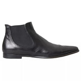 Black Leather Chelsea Men Ankle Boots Shoes