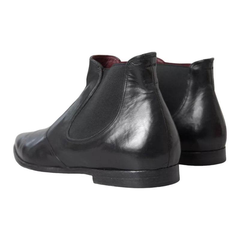 Black Leather Chelsea Men Ankle Boots Shoes