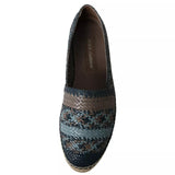 Blue Gray Woven Leather Buffalo Espadrille Shoes