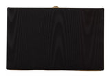 Black Silk Gold Frame Clutch Evening Party Purse Bag