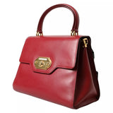 Red Leather Top Handle Crossbody WELCOME Shoulder Bag