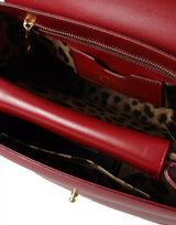 Red Leather Top Handle Crossbody WELCOME Shoulder Bag