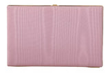 Pink Silk Gold Frame Clutch Evening Party Purse Bag