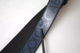 Black Blue Leather Silver Metal Buckle Belt