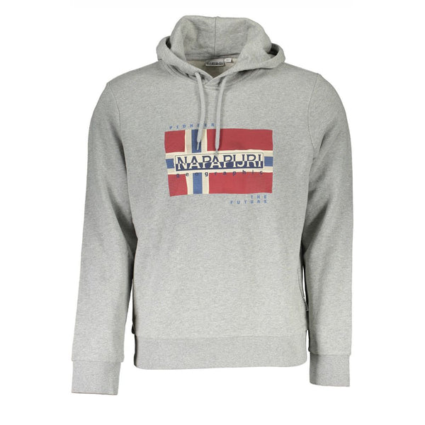 Αυξημένο γκρι βαμβάκι hoodie με λογότυπο εκτύπωση