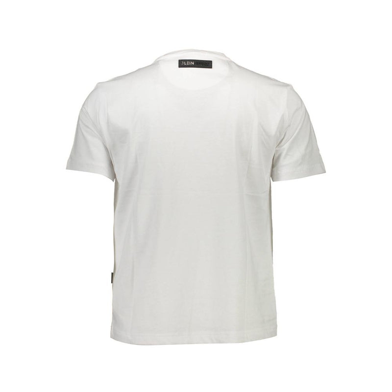 T-shirt en coton blanc élevé avec des détails de signature