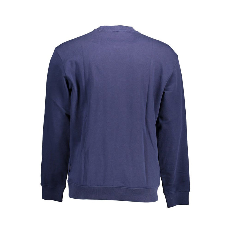 Chic Blue Cotton Speatshirt με τσέπη με φερμουάρ