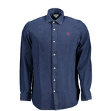 Classica camicia di cotone a maniche lunghe blu