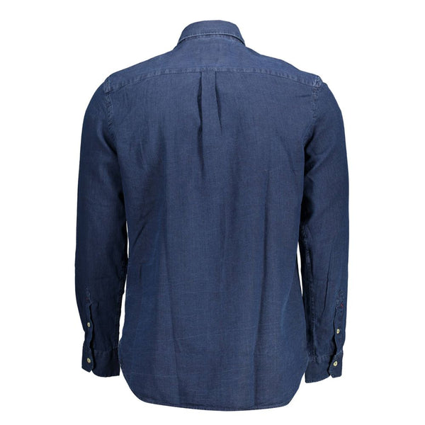 Classica camicia di cotone a maniche lunghe blu