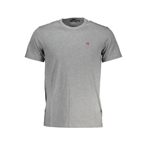 Sticked Logo Grey Cotton T-Shirt