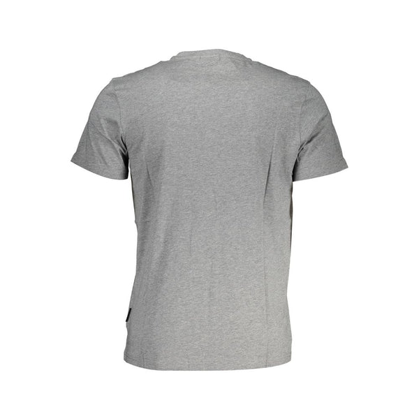 Embroidered Logo Gray Cotton T-Shirt