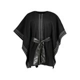 Chic Crew Neck Poncho με λεπτομέρειες αντίθεσης