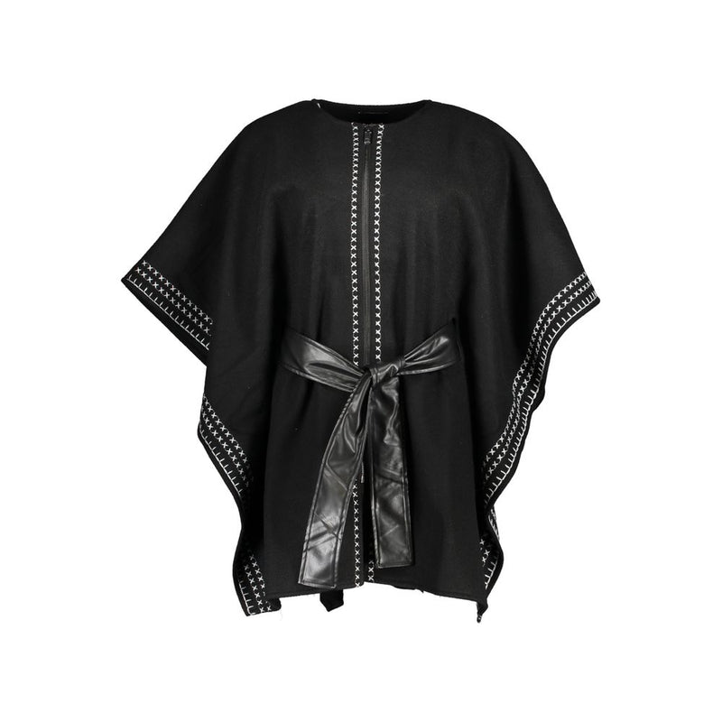 Chic Crew Neck Poncho mit Kontrastdetails