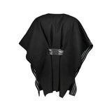 Chic Crew Neck Poncho avec des détails de contraste