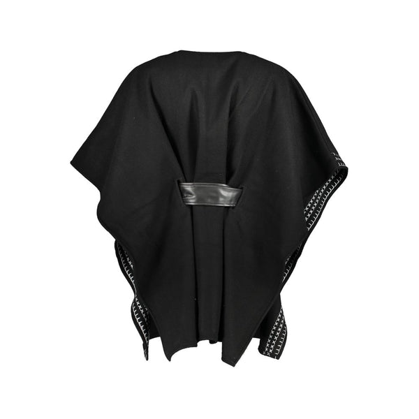 Chic Crew Neck Poncho με λεπτομέρειες αντίθεσης