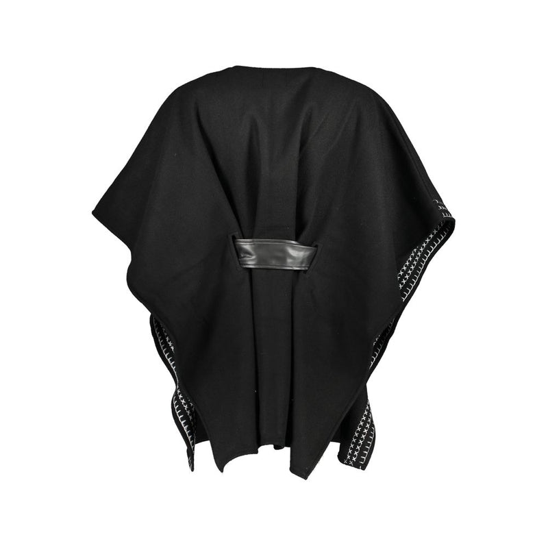 Chic Crew Neck Poncho mit Kontrastdetails