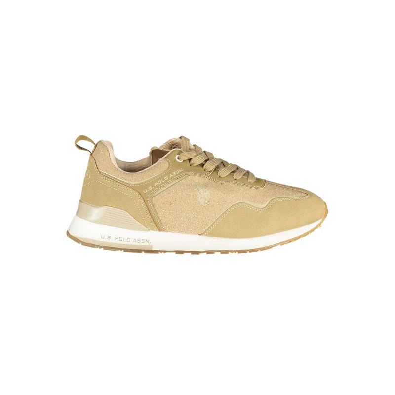 Kontrast Schnürsport-Turnschuhe in Beige