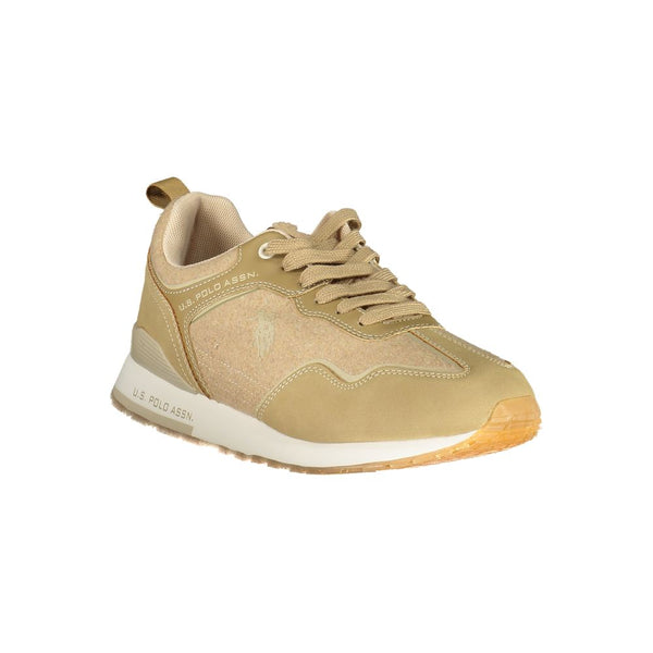 Kontrast Schnürsport-Turnschuhe in Beige