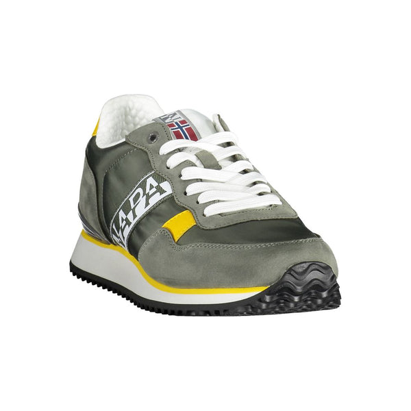 Sneaker chic green lace-up con dettaglio del logo