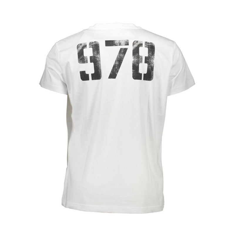 Sleek White Crew Teck Algody Tee de algodón