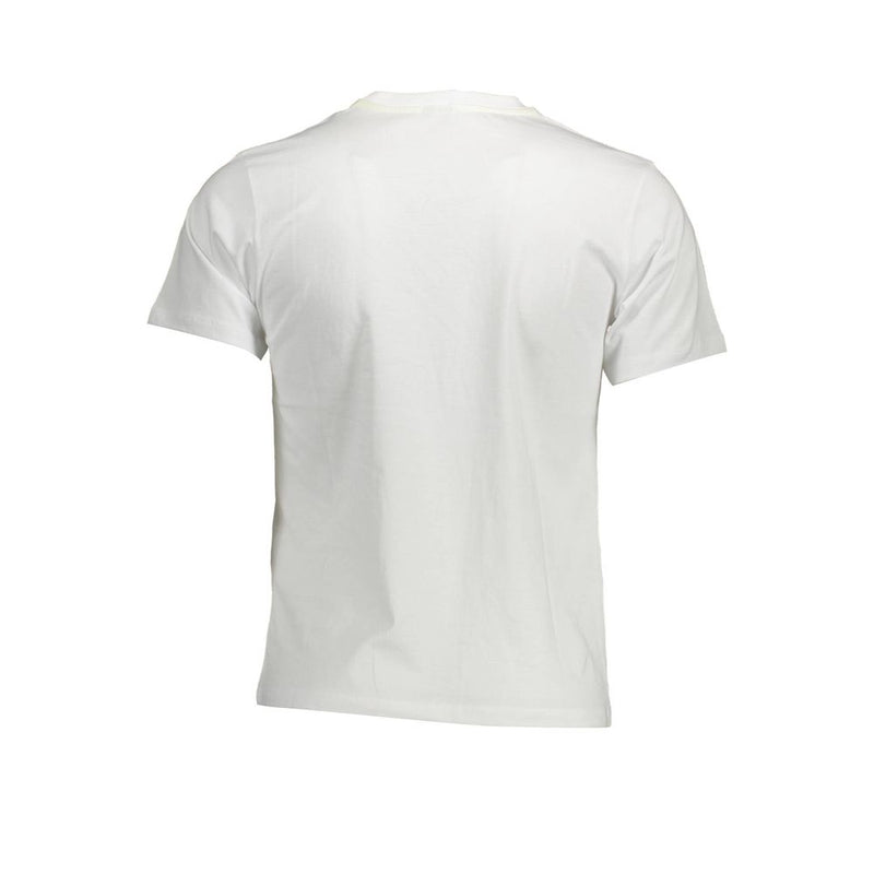 Classic White Round Neck Tee with Logo Print