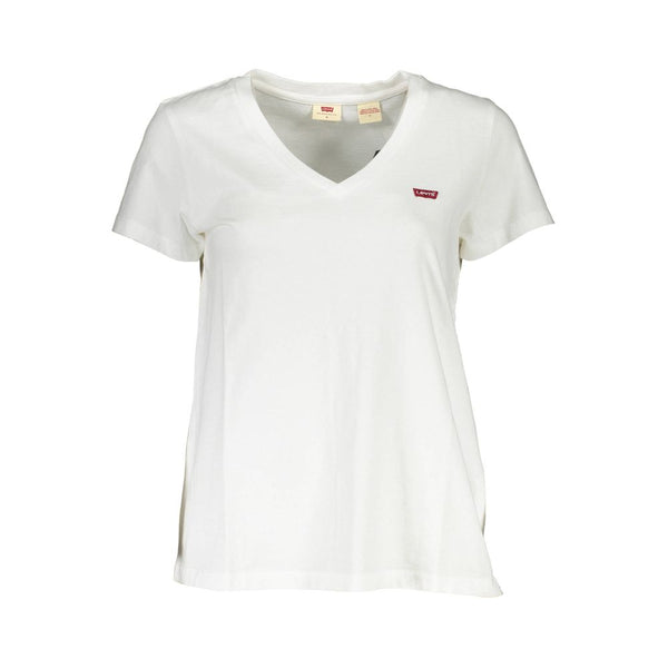 Chic White V-Ausck Logo Tee