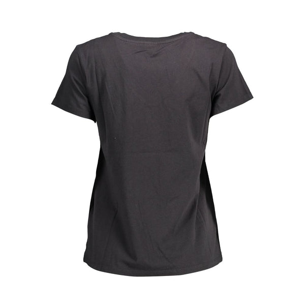 Chic V-Neck Cotton Tee with Emblematic Appeal