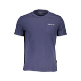 Chic Embroidered Pocket Tee in Sapphire Hue