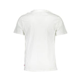 Crisp White Crew Neck Cotton Tee with Logo Print