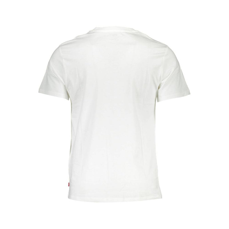 Crisp White Crew Neck Cotton Tee με εκτύπωση λογότυπου