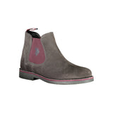 Elegant Gray Ankle Boots with Contrasting Details