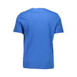 Schlanke blaue Crew -Hals -Baumwoll -T -Shirt