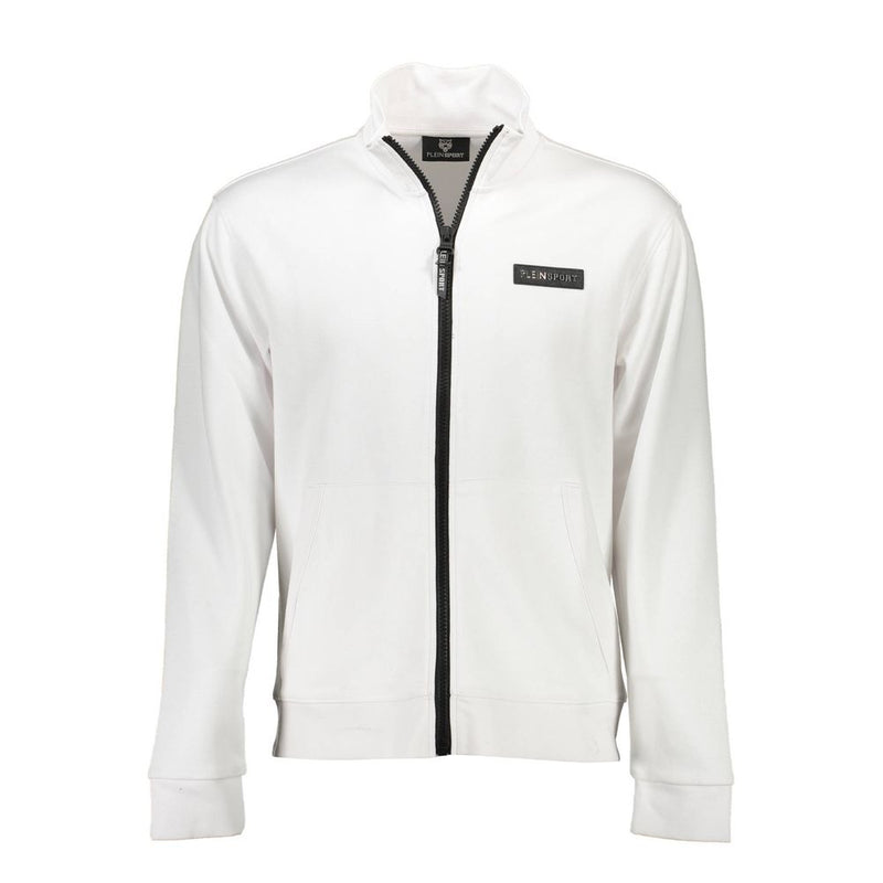 Swewshirt blanca con cremallera blanca con acentos contrastantes