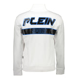 Sleek White Zip Sweatshirt with Contrasting Accents