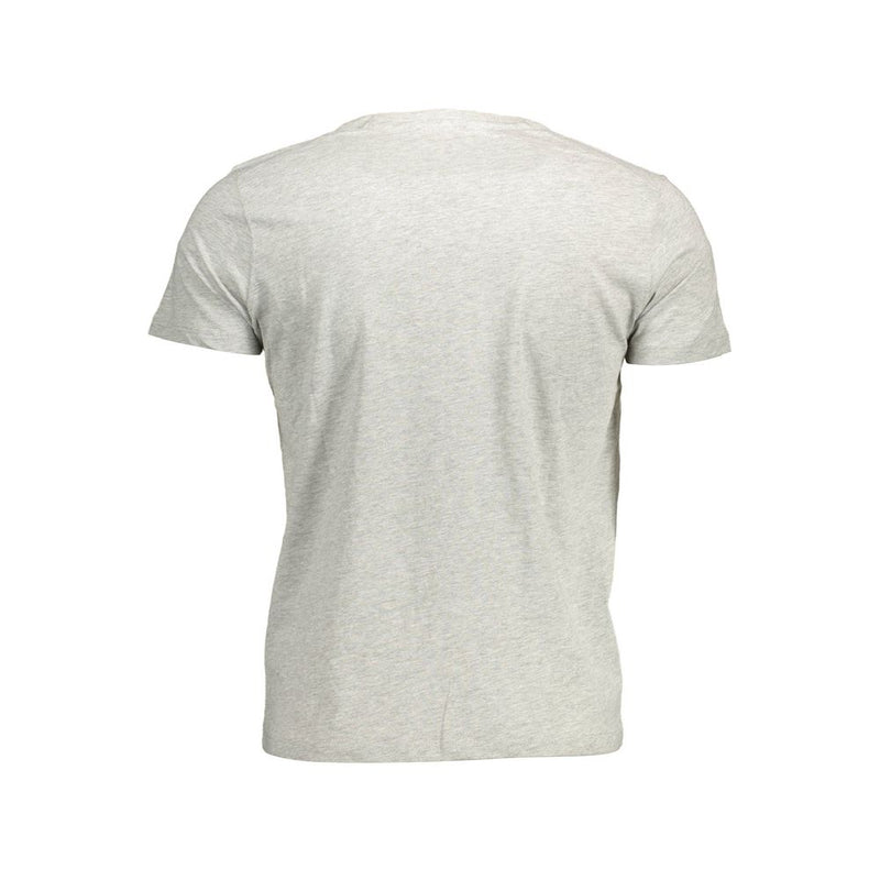 Elegante camiseta de algodón de cuello gris de la tripulación